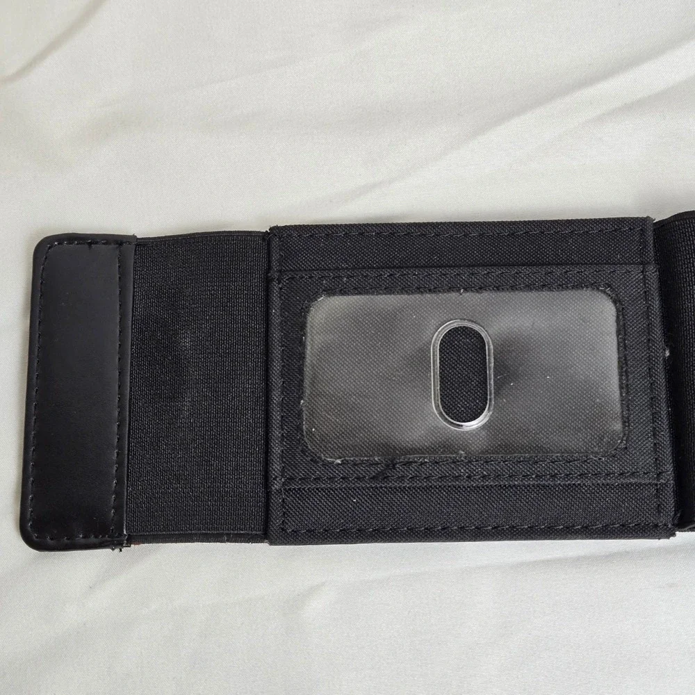 Design by Buxton Black‎ Wallet ID Window Card Slots Hook & Loop Closure